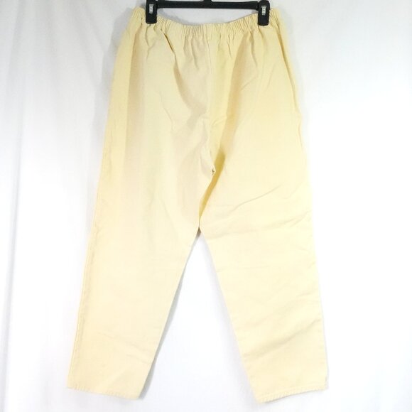 Handmade Pants - Vintage Handmade Size 12 Eggshell Yellow Pants Elastic Waistband Slacks Pockets